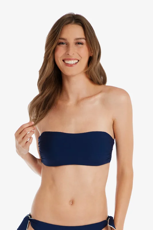 Lace - trimmed women swimwear for an elegant and romantic touchBandeau Top  |  Navy Ivory