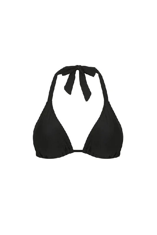 Metallic women swimwear with a shiny finish for a glamorous poolside lookBlack Triangle Bikini Top