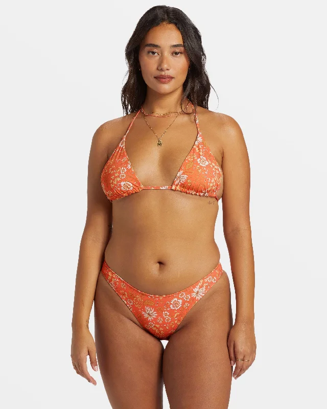 Ruched women swimwear with fabric gathers for a slimming effectIn Dream Space Reversible Multi-Way Triangle Bikini Top - Sweet Papaya