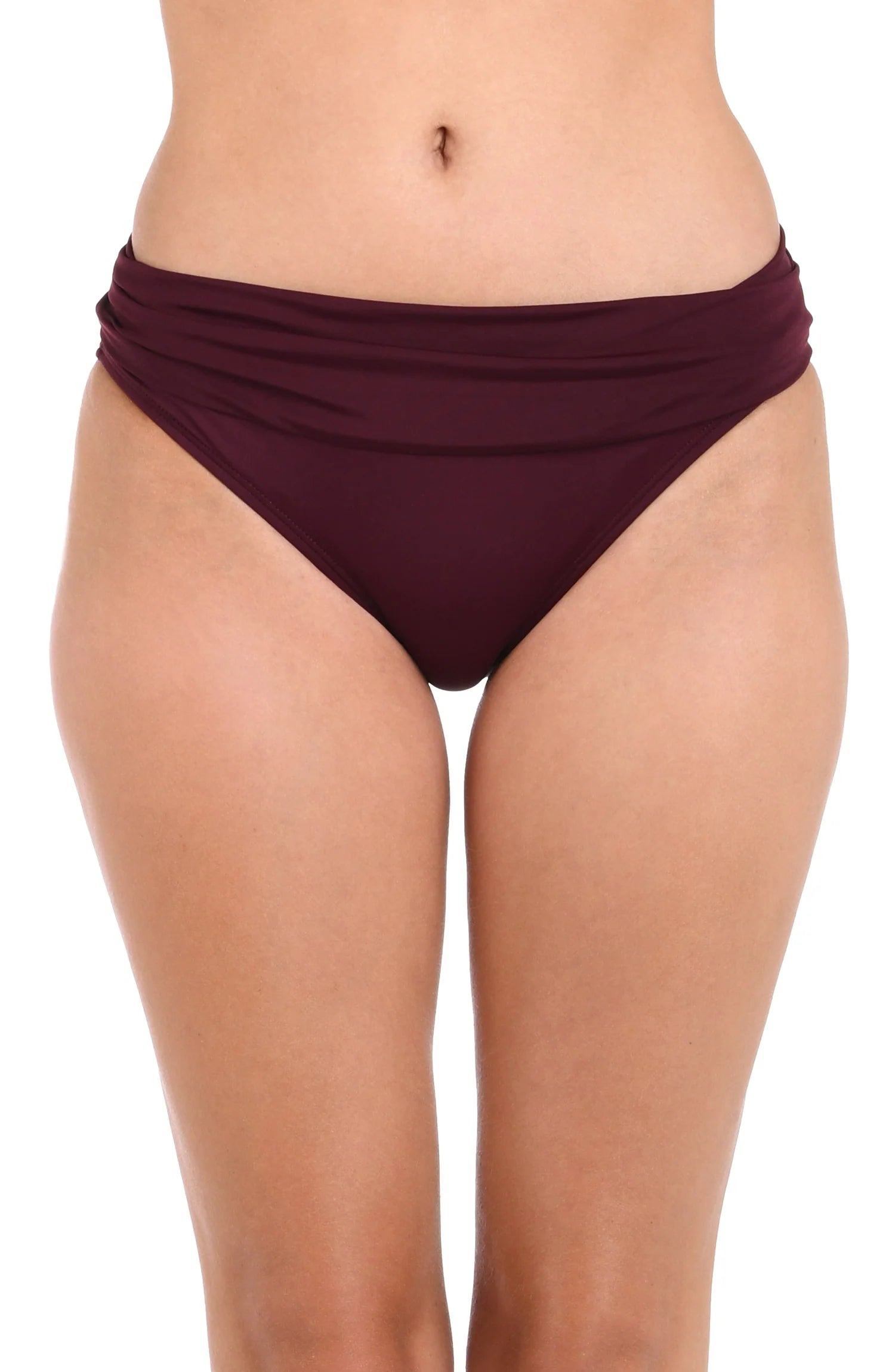 Sports women swimwear for high - intensity water activities like swimming lapsIsland Goddess Shirred Band Hipster Bottom In Dark Cherry - La Blanca