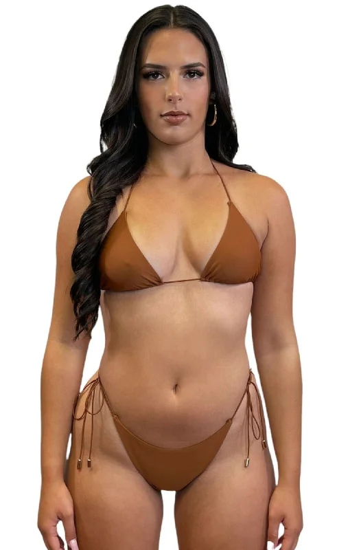 High - performance women swimwear with quick - drying fabric for active swimmersMICRO SKIN CHEEKY SCRUNCH BOTTOM - CINNAMON