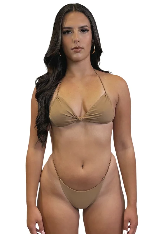 High - performance women swimwear with quick - drying fabric for active swimmersMICRO SKIN MINIMAL BOTTOM - LATTE