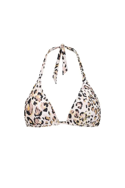 Convertible women swimwear that can be worn in multiple styles for versatilitySnow Leopard Triangle Bikini Top