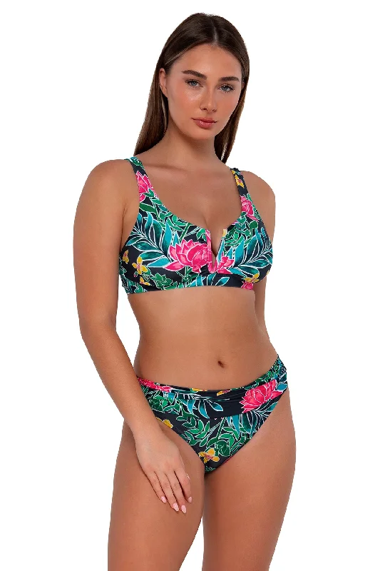 One - piece women swimwear with cut - outs for a stylish and modern appealSunsets Twilight Blooms Vienna V-Wire Top